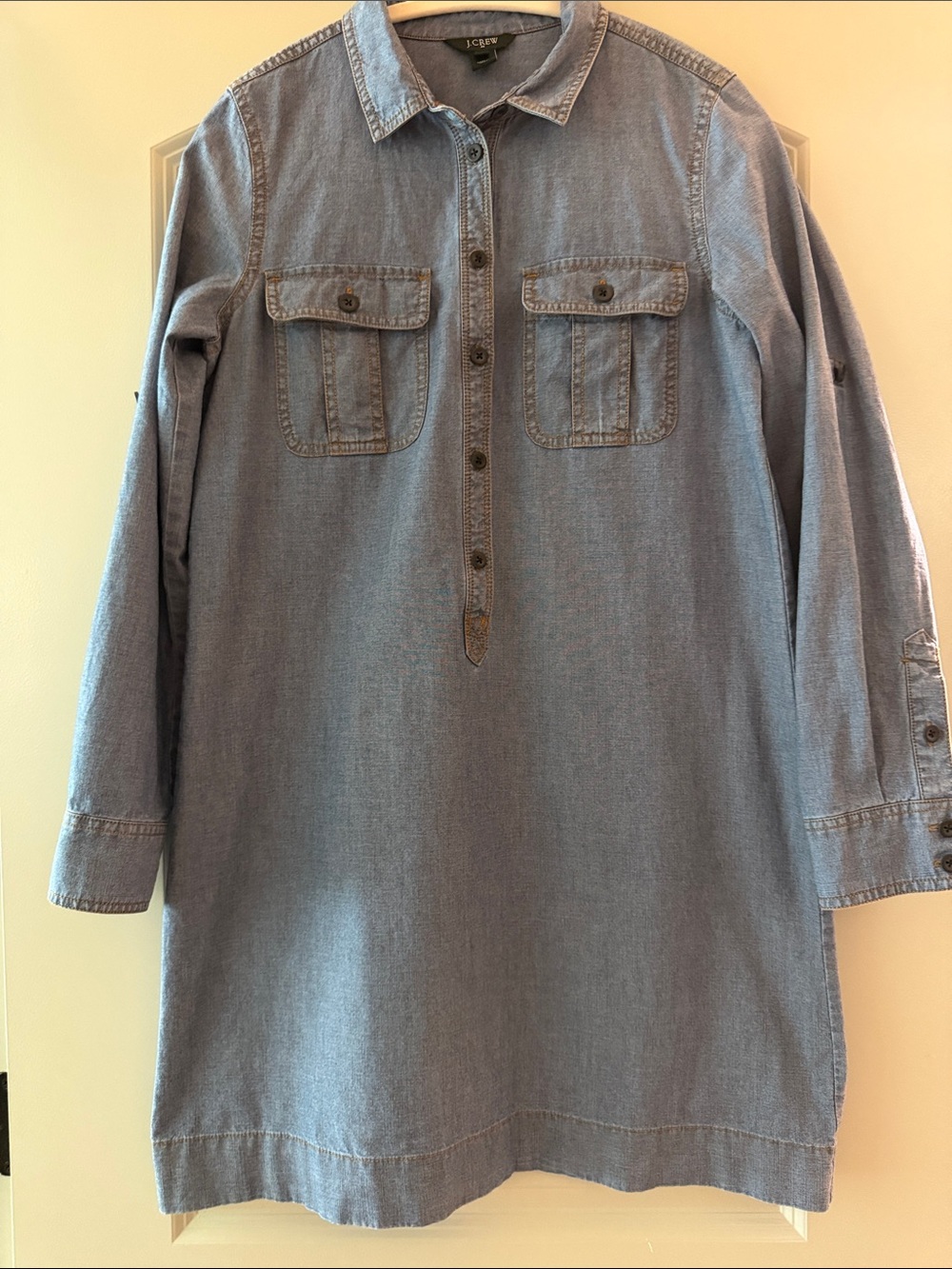 J. Crew Blue Denim Button-Front Dress